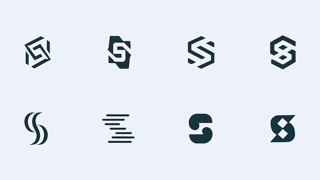 Colección de letras iniciales modernas minimalistas S logotipo Forma mínima letra del alfabeto S conjunto de iconos