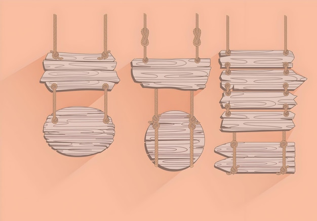 Colección de letreros colgantes de madera antiguos