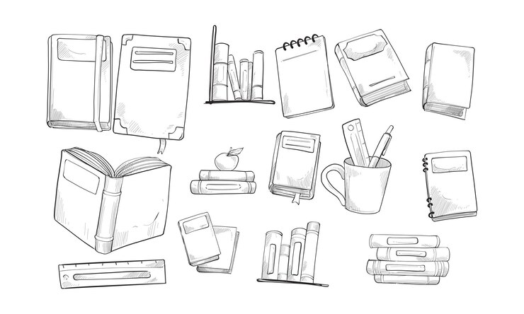 Vector colección de libros dibujados a mano