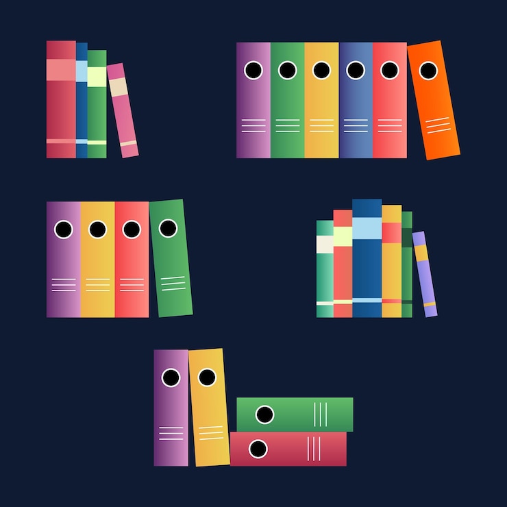Vector colección de libros de pila de vectores planos