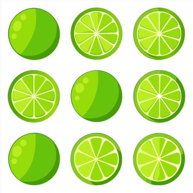una colección de limas con un fondo verde
