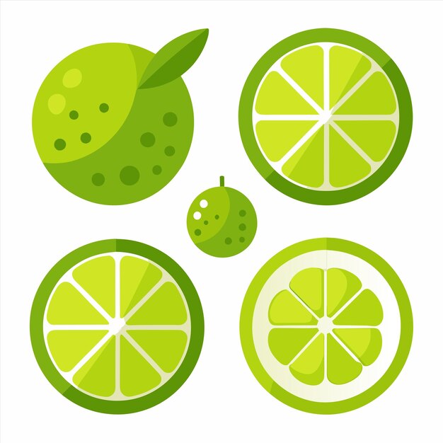una colección de limas y limas con un fondo verde