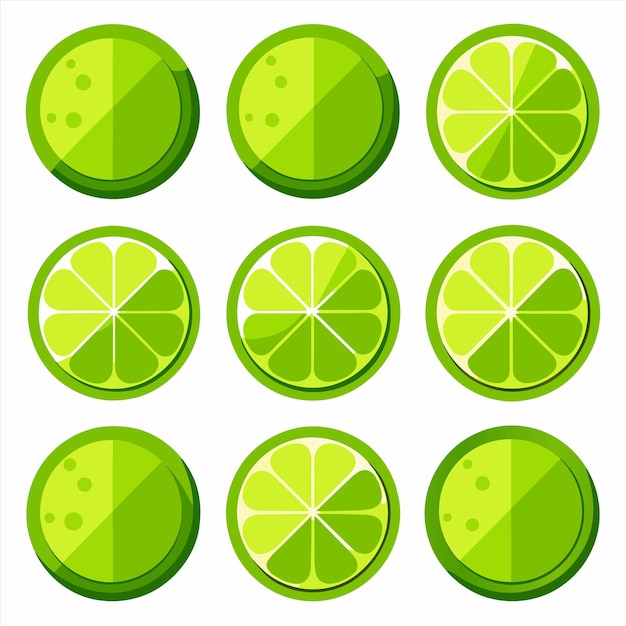 una colección de limas y limas con un fondo verde