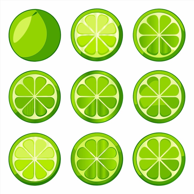 una colección de limones y limas con un fondo verde