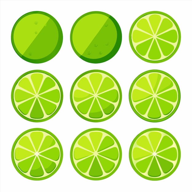 una colección de limones y limas con un fondo verde