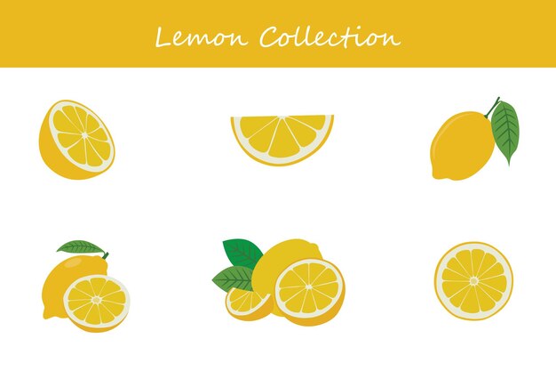Colección de limones limón en diferentes posturas Ilustración vectorial