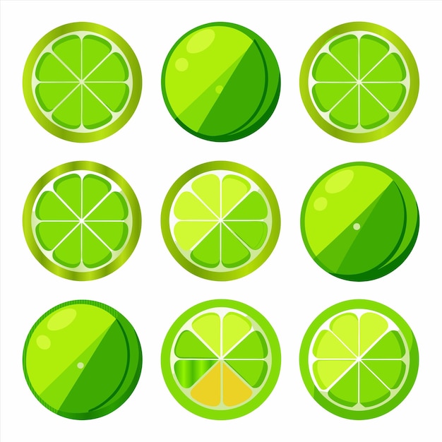 una colección de limones y limones con un fondo verde