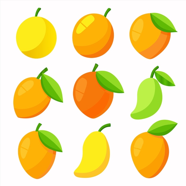 una colección de limones y naranjas de diferentes colores