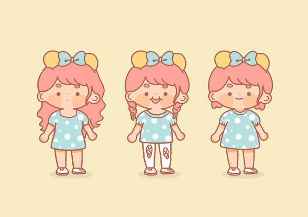 colección de linda chica con dulce