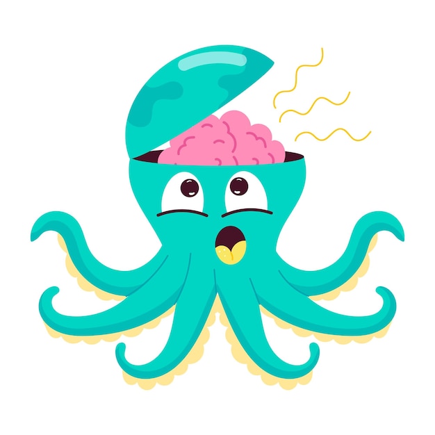 Colección linda de pegatinas planas de la mascota del pulpo