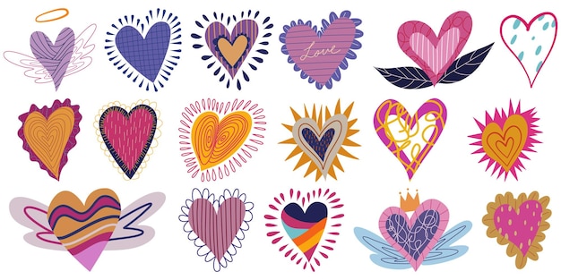 Colección de lindos corazones en forma de corazón para el Día de San Valentín
