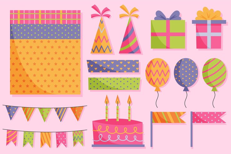 Vector colección de lindos elementos de álbum de recortes de cumpleaños