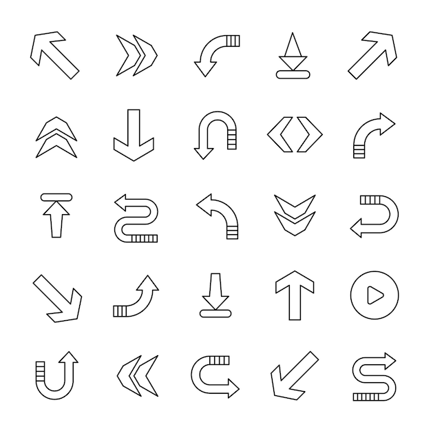 Colección de line art flechas gráficos vectoriales para el diseño de la interfaz de usuario