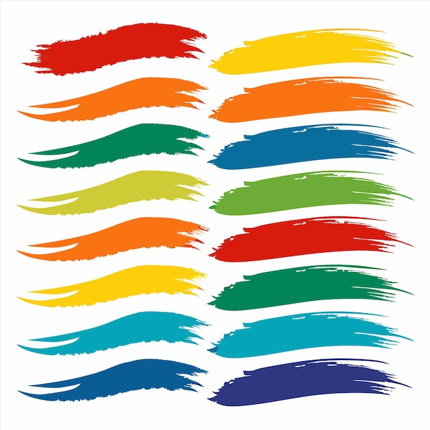 una colección de líneas de colores arco iris con diferentes colores