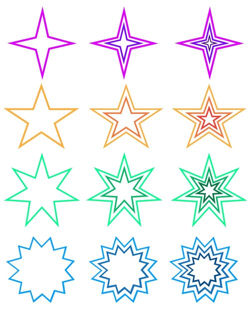 colección de líneas coloridas estrellas iconos gráficos elementos ilustración vectorial