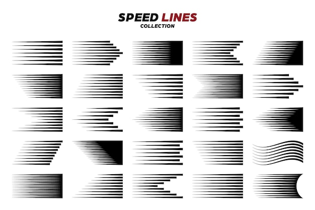 Colección de líneas de movimiento de velocidad de cómic negro Vector