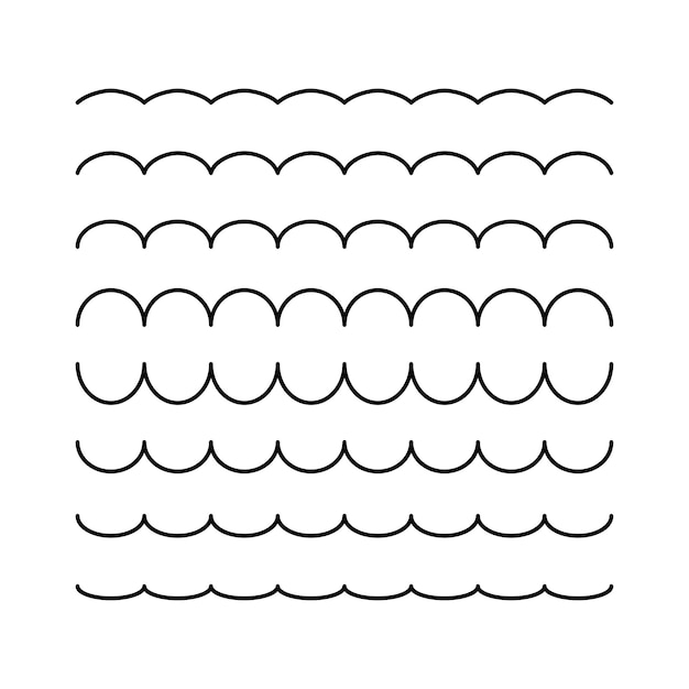 Colección de líneas onduladas conjunto ilustración vectorial aislado
