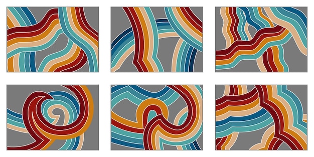 Colección de líneas onduladas Ilustración vectorial de color arco iris