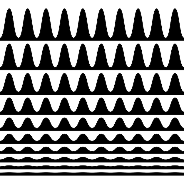 Una colección de líneas onduladas en zigzag horizontales sin costuras