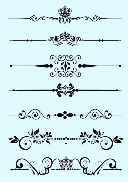 Colección de líneas de reglas ornamentales en diferentes estilos de diseño Ilustración de vector de color