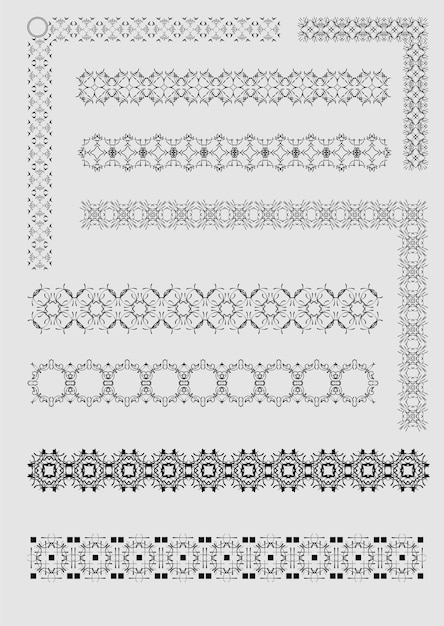 Colección de líneas de reglas ornamentales en diferentes estilos de diseño
