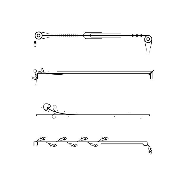 Colección de líneas sencillas negras Doodle Elementos de borde Diseño vectorial Estilo Esbozo aislado Ilustra