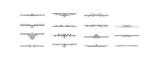 Colección de líneas simples en negro Doodle Elementos de borde Diseño vectorial Esbozo de estilo aislado
