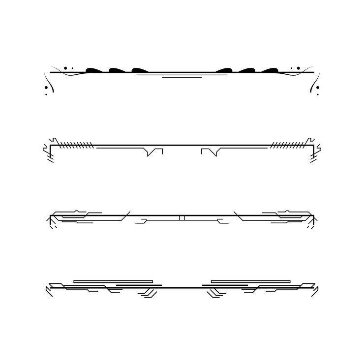 Vector colección de líneas simples en negro doodle elementos de borde diseño vectorial esbozo de estilo aislado
