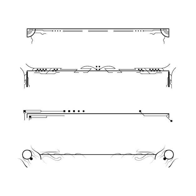 Colección de líneas simples en negro Doodle Elementos de borde Diseño vectorial Esbozo de estilo aislado