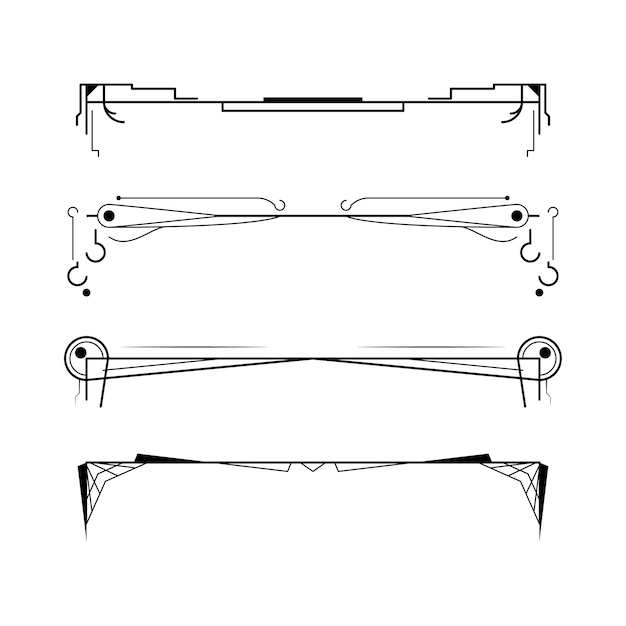 Colección de líneas simples en negro Doodle Elementos de borde Diseño vectorial Esbozo de estilo aislado