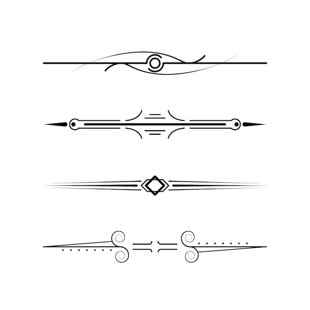 Colección de líneas simples en negro Doodle Elementos de borde Diseño vectorial Esbozo de estilo aislado