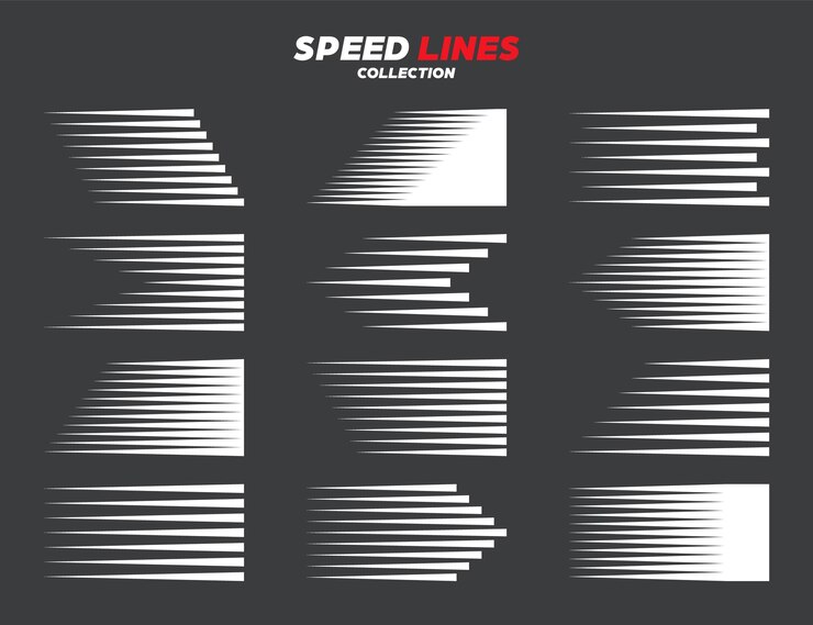 Vector colección de líneas de velocidad de movimiento cómico ilustración vectorial