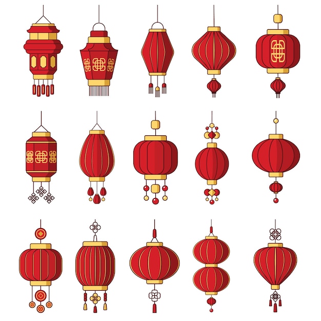 una colección de linternas chinas con el número 60 en ellas