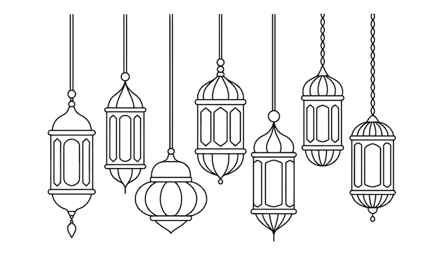 Colección de linternas colgantes para las celebraciones del Ramadán