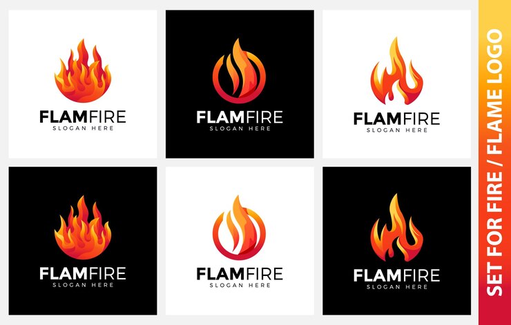 colección llama fuego logotipo diseño vector ilustración