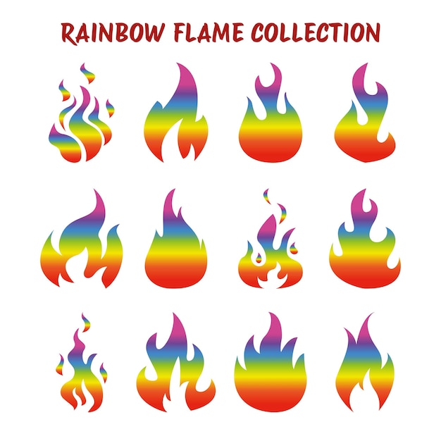 Vector colección de llamas arcoiris