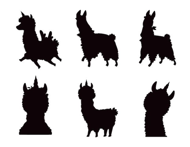 Vector colección de llamas siluetas vectoriales aisladas