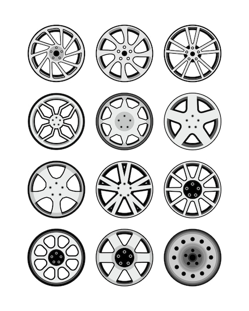 Vector colección de llantas de aleación de llantas vectoriales para automóviles