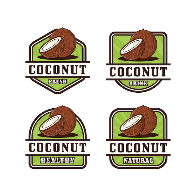 Colección de logo de diseño de insignia de coco