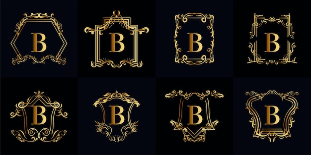 Colección de Logo inicial B con adorno de lujo