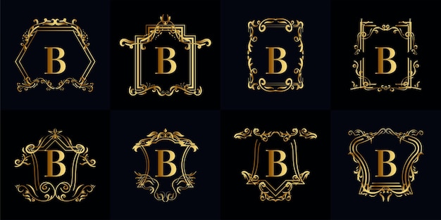 Colección de logo inicial b con adorno de lujo