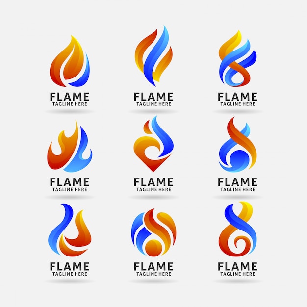 Colección de logo de llama de fuego