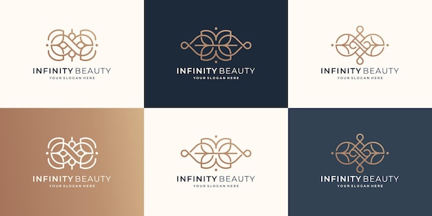 Colección de logo minimalista de belleza infinita. estilo de belleza de arte de línea de lujo, logotipo de salón femenino.