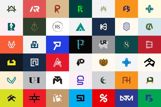 Colección de logos abstractos, mega colección de letras, colección de logos, conjunto de logos geométricos