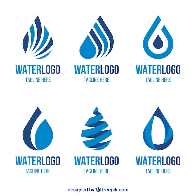 Colección de logos de agua para compañias en estilo plano