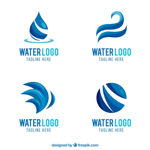 Vector colección de logos de agua para empresas en estilo plano