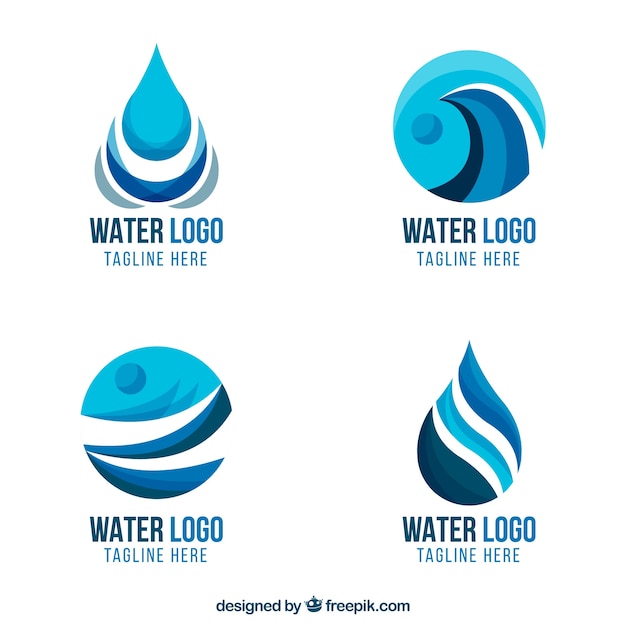 Vector colección de logos de agua para empresas en estilo plano