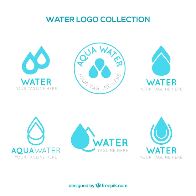 Vector colección de logos de agua para empresas en estilo plano