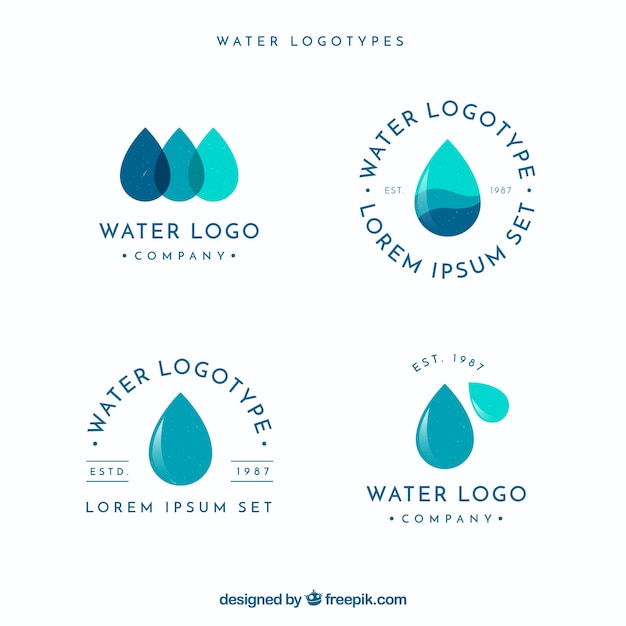 Vector colección de logos de agua para empresas en estilo plano