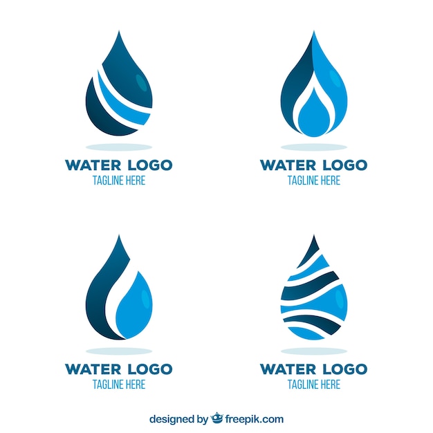 Colección de logos de agua para empresas en estilo plano